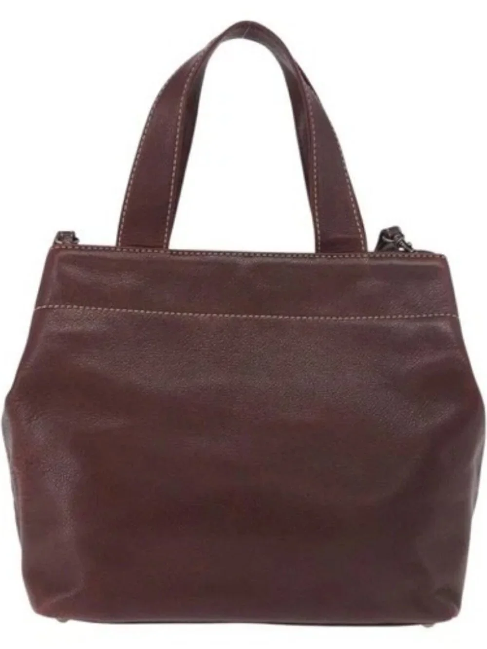 CHANEL Hand Bag Grained Calf Skin 2way Brown Silver CC Auth ka4946V